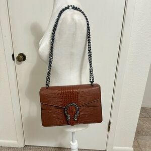 Crossbody or shoulder bag purse brown color